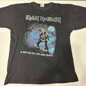Iron Maiden Band Shirt Mens Large A Matter of Life and Death Double Sided Tee
